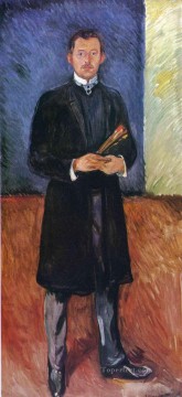  Edvard Pintura Art%C3%ADstica - Autorretrato con pinceles 1904 Edvard Munch
